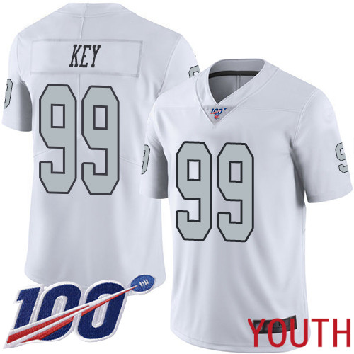 Oakland Raiders Limited White Youth Arden Key Jersey NFL Football 99 100th Season Rush Vapor Untouchable Jersey